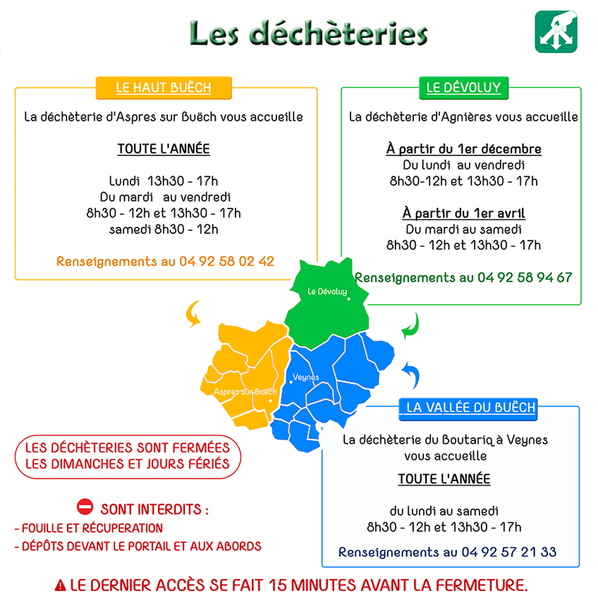 Horaires déchèteries Veynes Aspres Dévoluy Horaires déchèteries Veynes Aspres Dévoluy